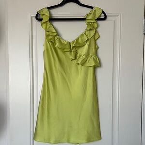 Forever 21 Lime Ruffle-Trim Mini Slip Dress